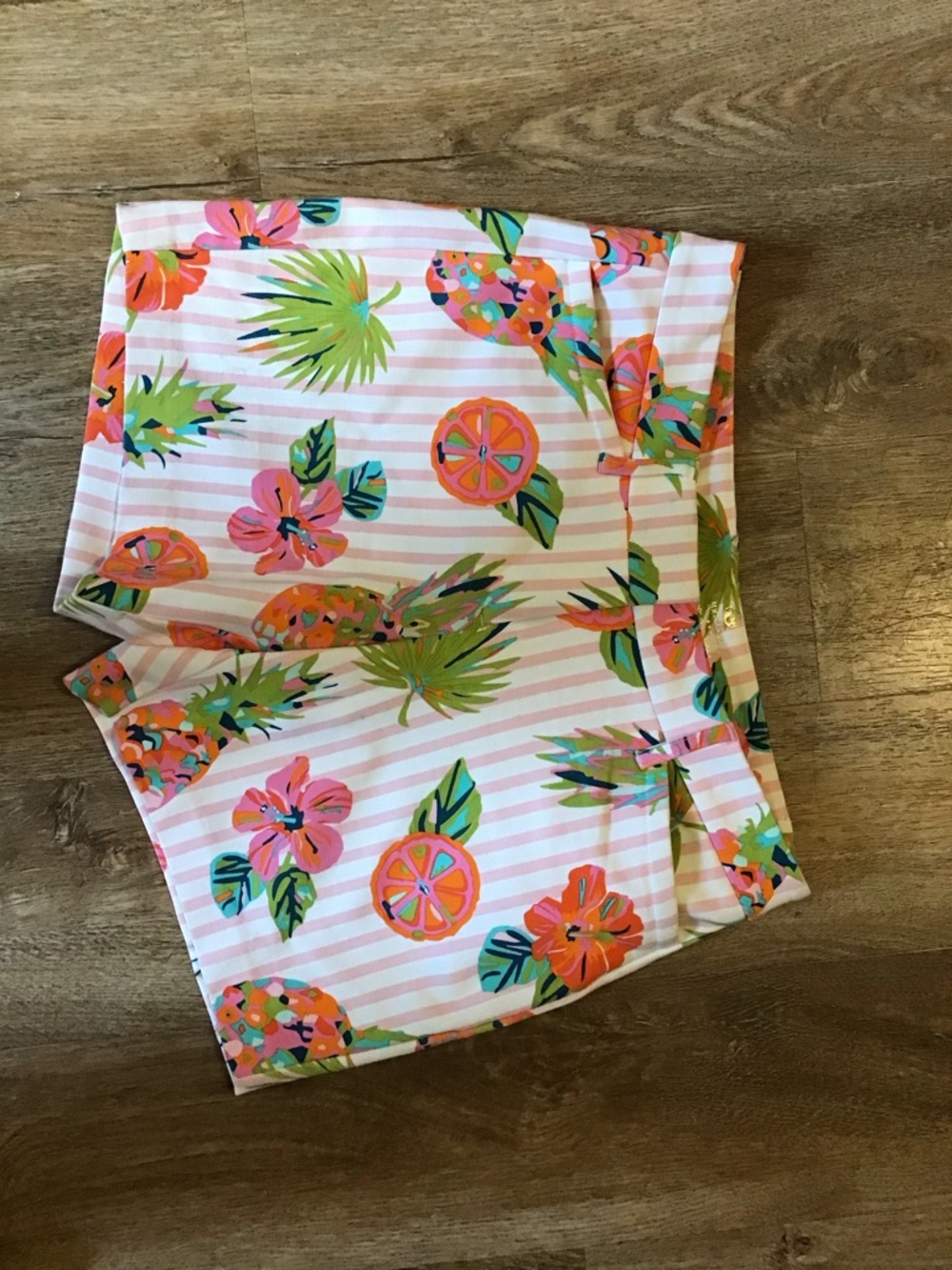 Spartina 449 Pink Multi Tropical Citrus High-Waist Shorts